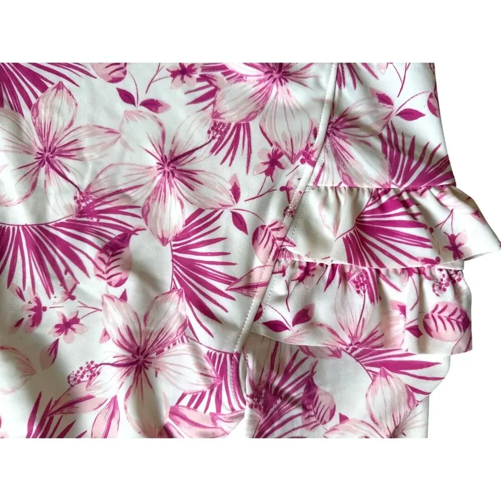 Janie and Jack Girls Rash Guard in Pink Flowers Size 12